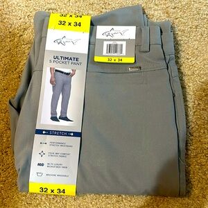 NWT Greg Norman Men's Ultimate 5 Pocket Gray Pants Size 32 x 34